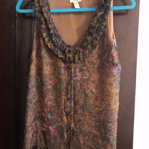 J. Crew Silk Abstract Floral Print Tank Top - Size 6